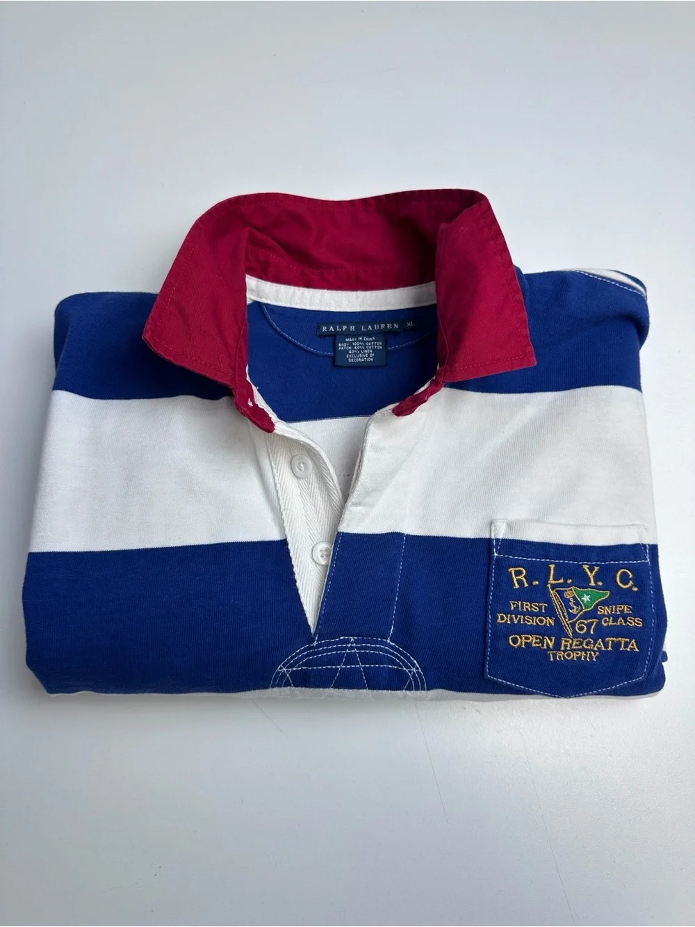 Vintage Women’s Polo Ralph Lauren Nautical Rugby Shirt Size Large Slim Fit - Picture 16 of 16